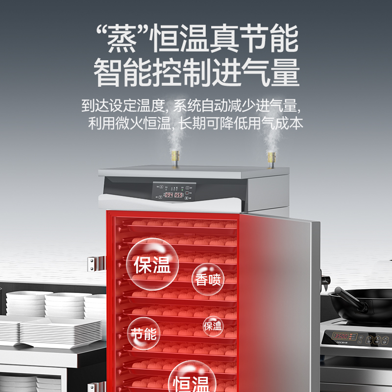 麥大廚商用單門12盤智能恒溫燃氣蒸飯柜大型食堂蒸飯箱